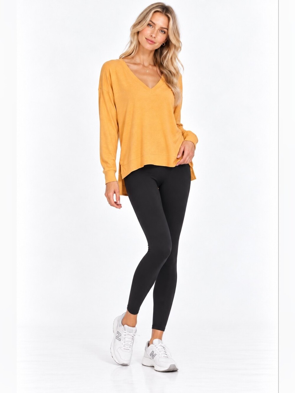 NEW Beyond Yoga Size M Orange Long Weekend V-Neck Top nh7738